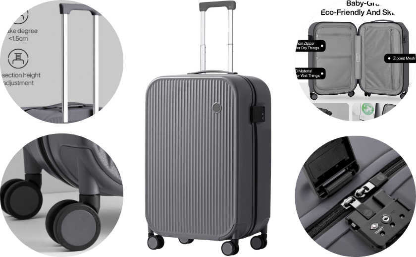 Mixi Hardside PC Suitcase 20-inch Carry On Luggage